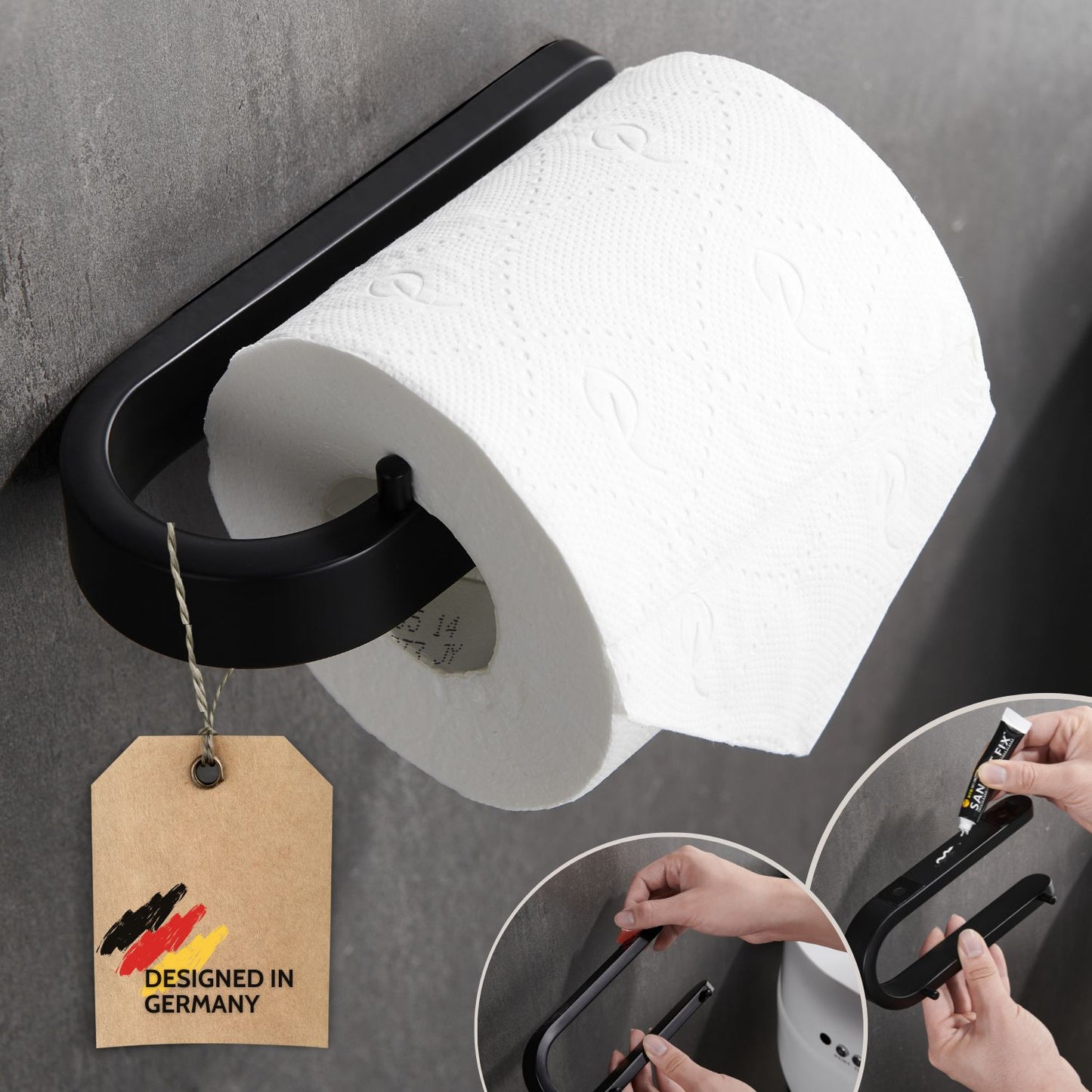 Curved stainless steel toilet roll holder
