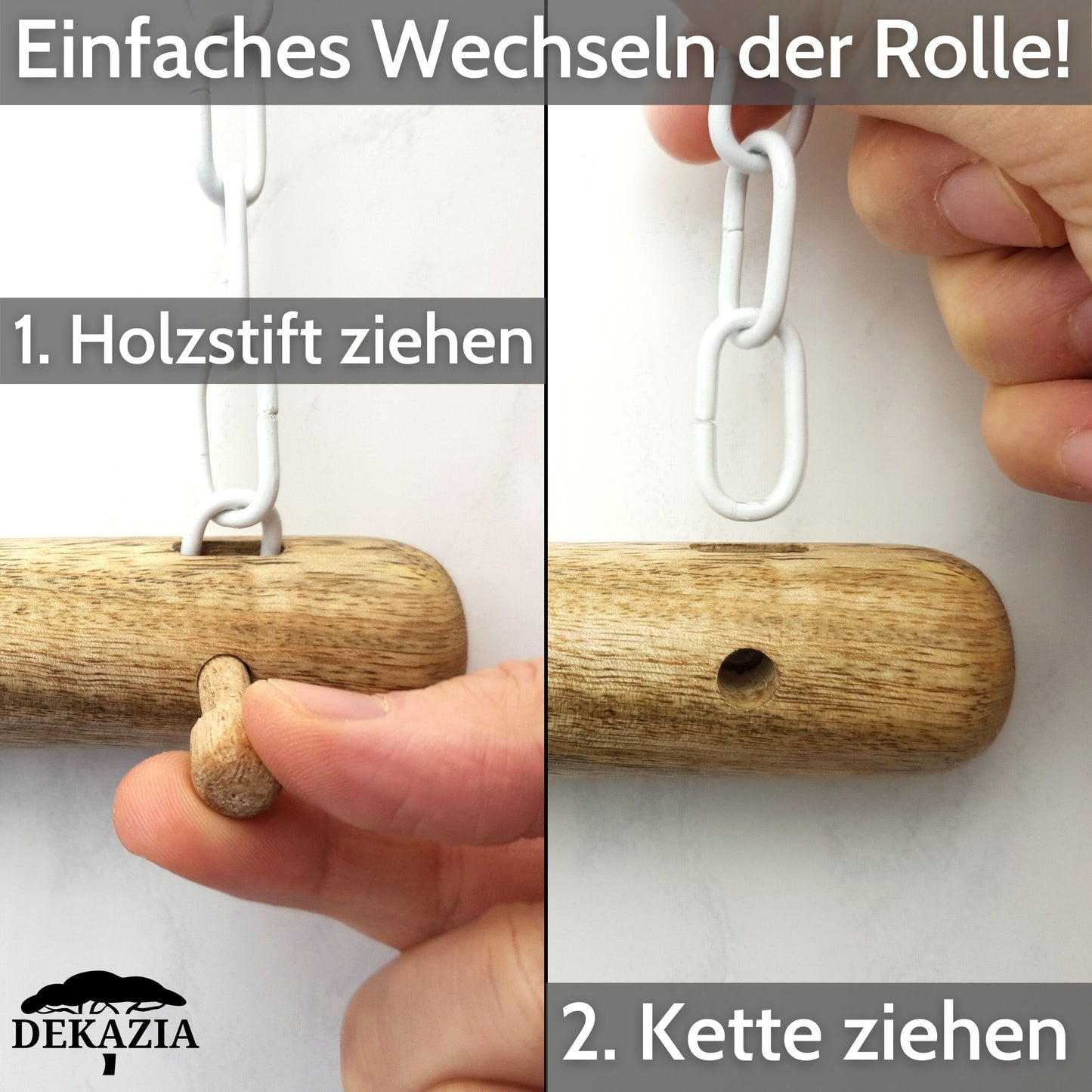 Küchenrollenhalter aus Holz mit Ketten