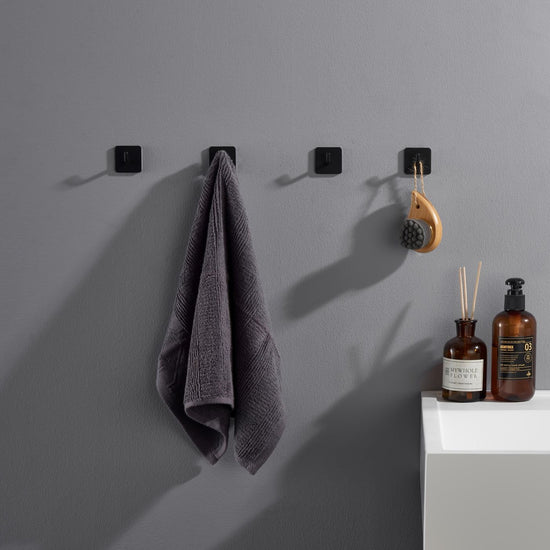 Klebende Haken, schwarz Edelstahl selbstklebende Badezimmer